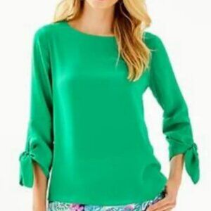 New with Tags Lilly Pulitzer Langston in Emerald Green Blouse